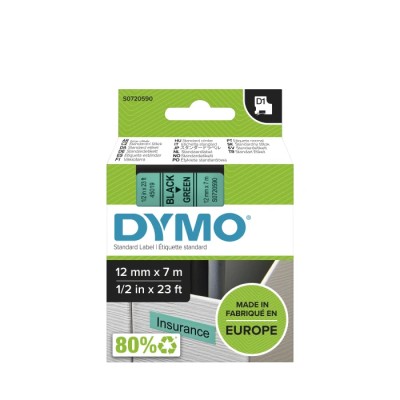 Dymo Black on Green Label Printer Tape 12 mm Width, 7 m Length S0720590