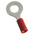 MECATRACTION Insulated Ring Terminal M4 Stud Size 22 AWG to 16 AWG Wire Size Red Polycarbonate Sleeve C100SA1-4