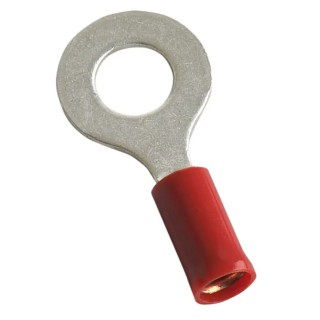 MECATRACTION Insulated Ring Terminal M4 Stud Size 22 AWG to 16 AWG Wire Size Red Polycarbonate Sleeve C100SA1-4
