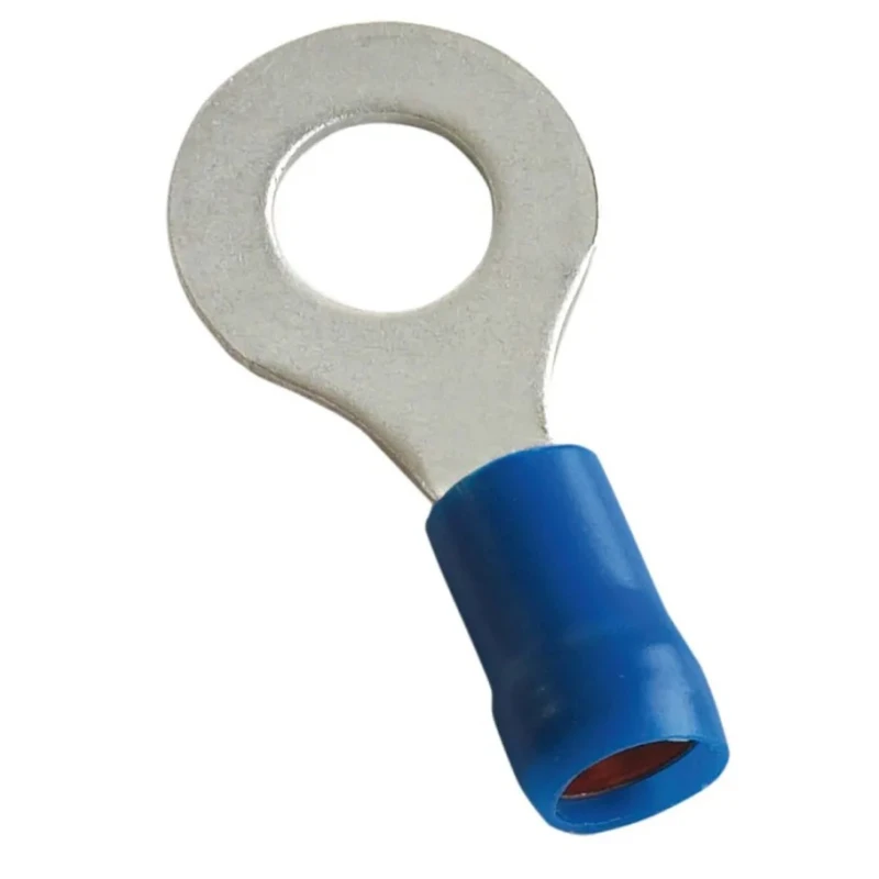 MECATRACTION S Insulated Ring Terminal M8 Stud Size 18 AWG to 14 AWG Blue C100SB2-8