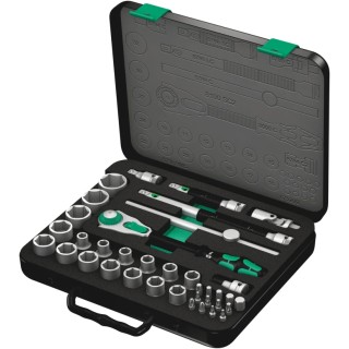 Wera 37-Piece 1/2 in Non-Impact Socket Set Chrome Vanadium Steel 10 to 32 mm Drive 05003645001