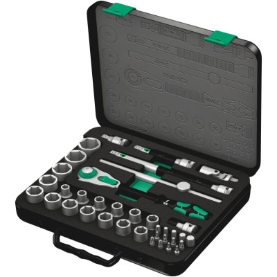 Wera 37-Piece 1/2 in Non-Impact Socket Set Chrome Vanadium Steel 10 to 32 mm Drive 05003645001