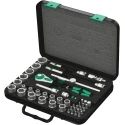 Wera 43-Piece 3/8 in Hexagon Non-Impact Socket Set Chrome Vanadium Steel 6 to 24 mm 05003594001