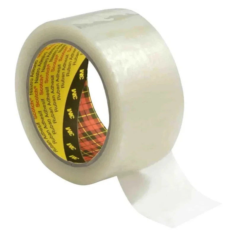 3M Clear Packing Tape, 50 mm Width x 66 m Length, Rubber Resin Adhesive, Biaxially Oriented Polypropylene 3739 C 50X66