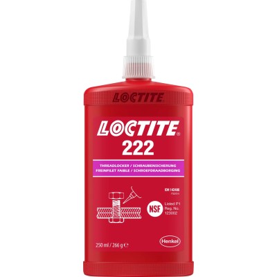 Loctite 222 Purple Threadlocking Adhesive 250 ml Bottle, Low Strength, 6 h Cure Time 267359