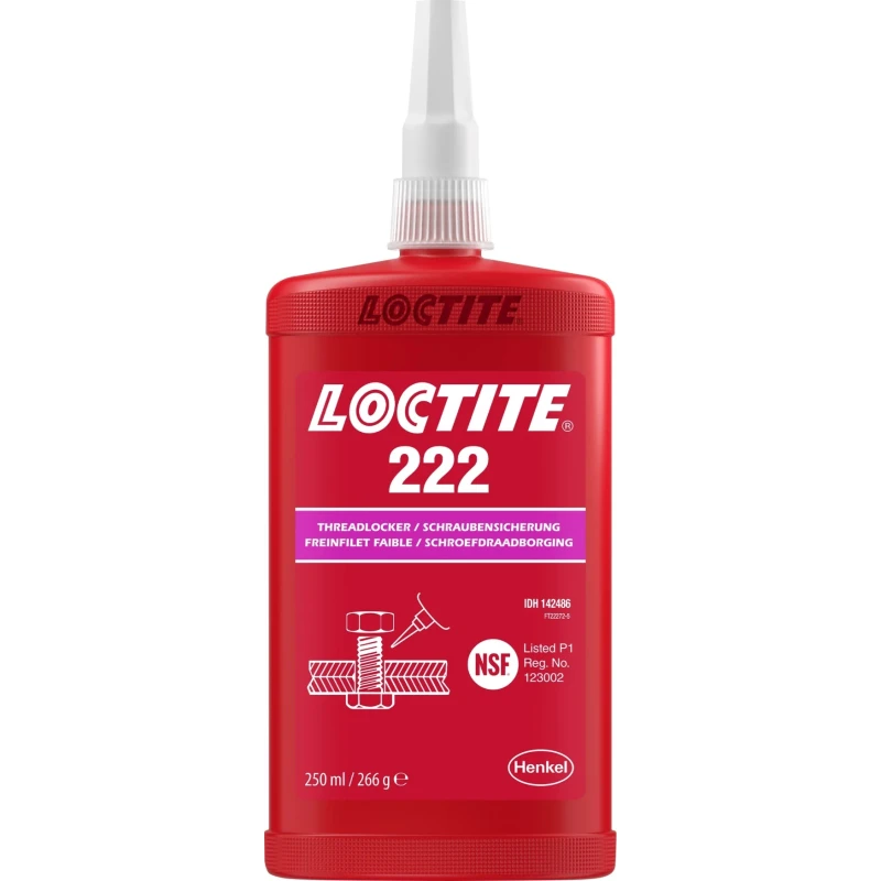 Loctite 222 Purple Threadlocking Adhesive 250 ml Bottle, Low Strength, 6 h Cure Time 267359