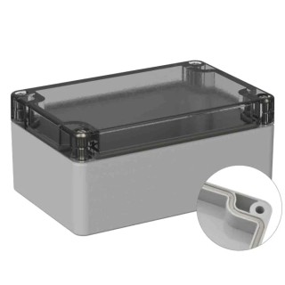 RS PRO Grey Clear Lid Polycarbonate General Purpose Enclosure IP66 IK07 55 x 120 x 80 mm 201-0135