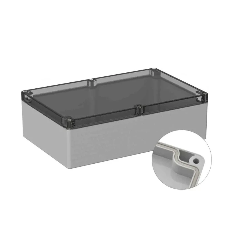 RS PRO Grey Clear Lid Polycarbonate General Purpose Enclosure IP66 IK07 85 mm x 300 mm x 230 mm 201-0169