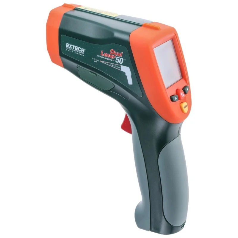 Extech Dual Laser Infrared Thermometer -50 °C to 2200 °C Range, Adjustable Emissivity 0.1-1, 2 °F Accuracy, Model 42570