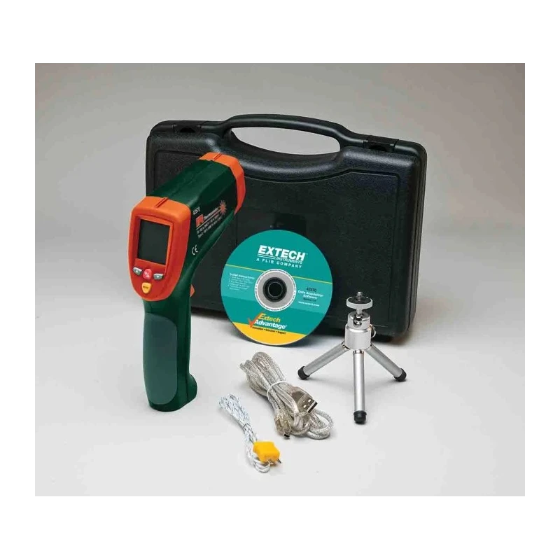 Extech Dual Laser Infrared Thermometer -50 °C to 2200 °C Range, Adjustable Emissivity 0.1-1, 2 °F Accuracy, Model 42570