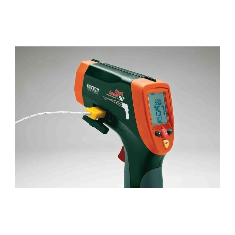 Extech Dual Laser Infrared Thermometer -50 °C to 2200 °C Range, Adjustable Emissivity 0.1-1, 2 °F Accuracy, Model 42570
