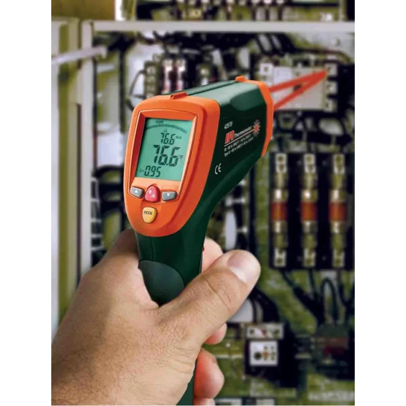 Extech Dual Laser Infrared Thermometer -50 °C to 2200 °C Range, Adjustable Emissivity 0.1-1, 2 °F Accuracy, Model 42570