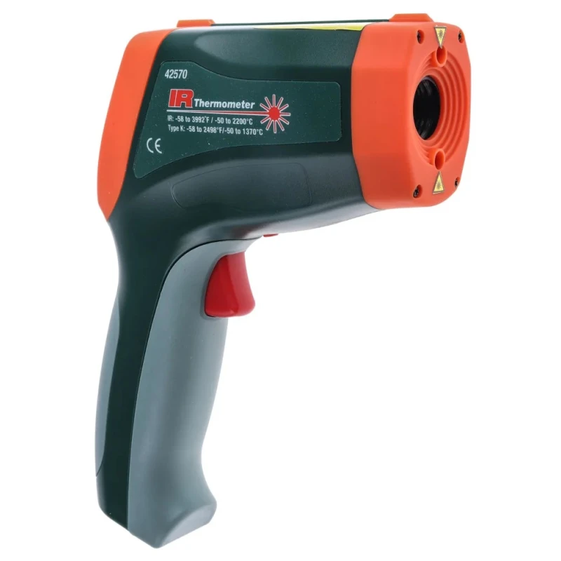 Extech Dual Laser Infrared Thermometer -50 °C to 2200 °C Range, Adjustable Emissivity 0.1-1, 2 °F Accuracy, Model 42570