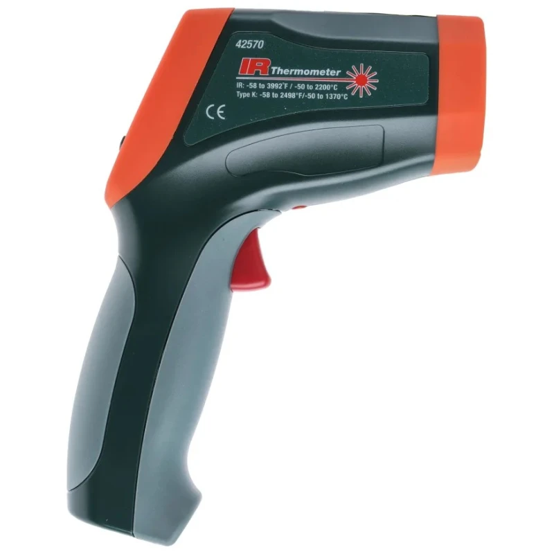 Extech Dual Laser Infrared Thermometer -50 °C to 2200 °C Range, Adjustable Emissivity 0.1-1, 2 °F Accuracy, Model 42570