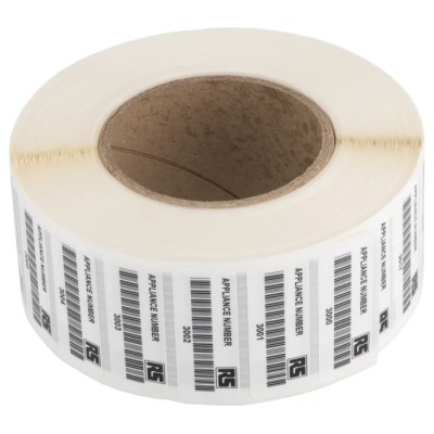 RS PRO PAT Testing Label for Use With Portable Appliance Testers, Self-Adhesive Barcode Labels, 58 x 22mm 497-195