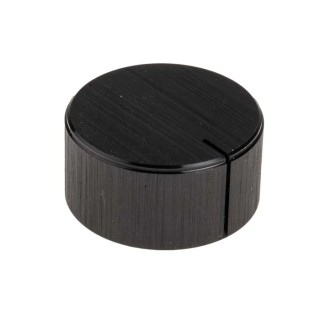 RS PRO 28 mm Knob Diameter Black Aluminium Potentiometer Knob for 6.4 mm Circular Shaft 498-823