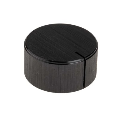 RS PRO 28 mm Knob Diameter Black Aluminium Potentiometer Knob for 6.4 mm Circular Shaft 498-823