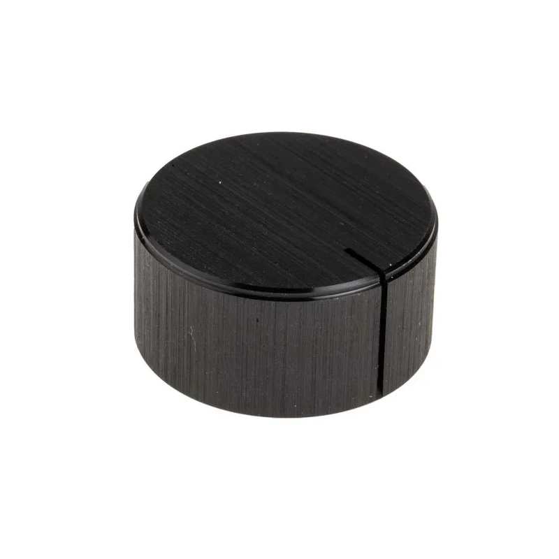 RS PRO 28 mm Knob Diameter Black Aluminium Potentiometer Knob for 6.4 mm Circular Shaft 498-823