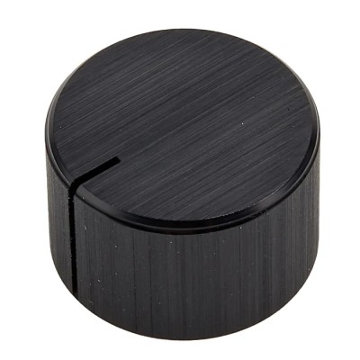 RS PRO 22 mm Diameter Black Aluminium Potentiometer Knob for 6.4 mm Circular Shaft 498-839