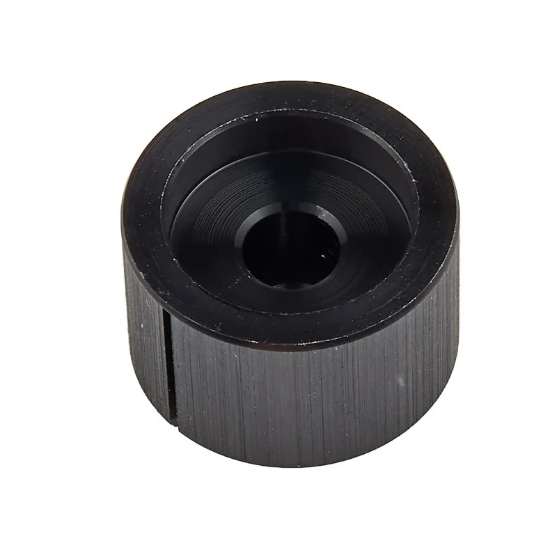 RS PRO 22 mm Diameter Black Aluminium Potentiometer Knob for 6.4 mm Circular Shaft 498-839