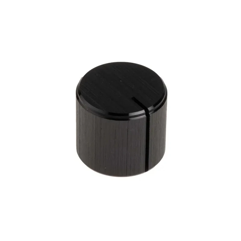 RS PRO 16 mm Knob Diameter Black Aluminium Potentiometer Knob for 6.4 mm Circular Shaft 498-845