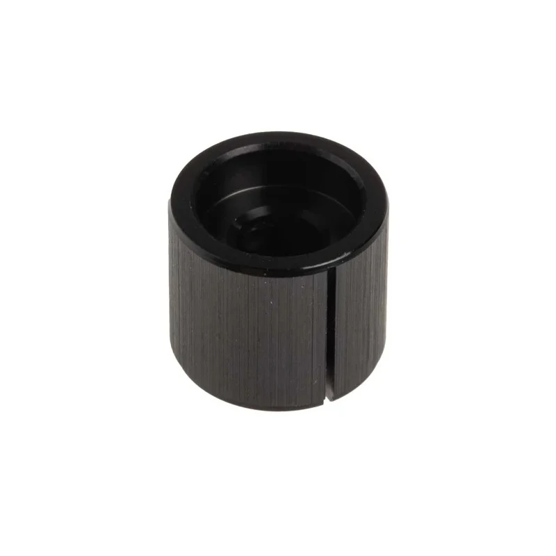RS PRO 16 mm Knob Diameter Black Aluminium Potentiometer Knob for 6.4 mm Circular Shaft 498-845