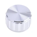 RS PRO 25 mm Knob Diameter Silver Aluminium Potentiometer Knob for 6.4 mm Circular Shaft 498-867