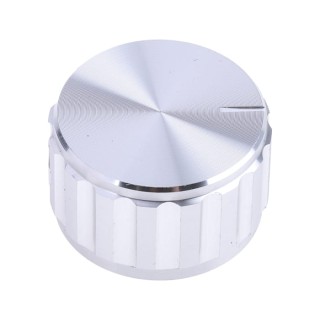 RS PRO 25 mm Knob Diameter Silver Aluminium Potentiometer Knob for 6.4 mm Circular Shaft 498-867