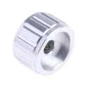 RS PRO 25 mm Knob Diameter Silver Aluminium Potentiometer Knob for 6.4 mm Circular Shaft 498-867