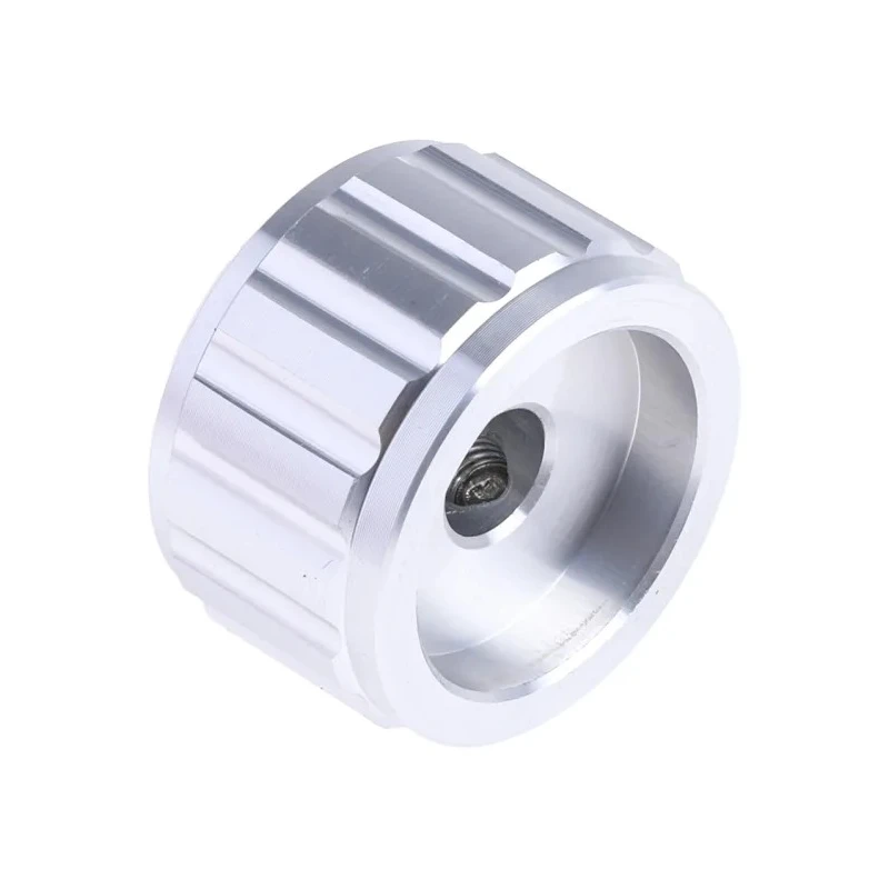 RS PRO 25 mm Knob Diameter Silver Aluminium Potentiometer Knob for 6.4 mm Circular Shaft 498-867