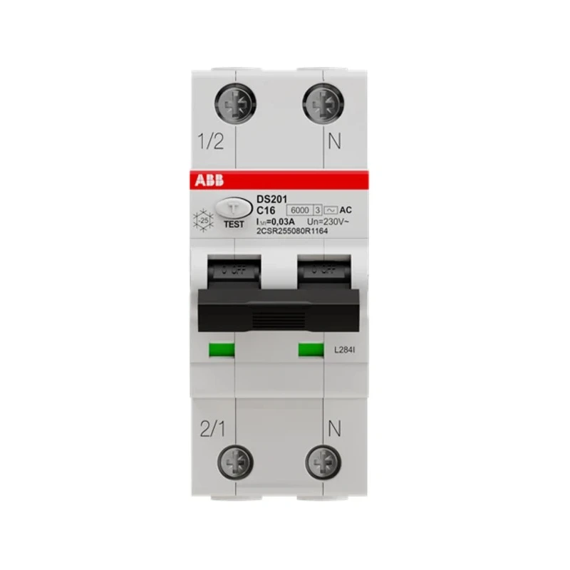 ABB Residual Current Circuit Breaker with Overload Protection 16A 2-Pole 30 mA Trip 2CSR255080R1164 DS201 C16 AC30