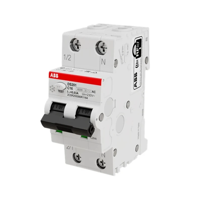 ABB Residual Current Circuit Breaker with Overload Protection 16A 2-Pole 30 mA Trip 2CSR255080R1164 DS201 C16 AC30