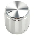 RS PRO 15 mm Knob Diameter Silver Aluminium Potentiometer Knob for 6.4 mm Circular Shaft 498-889