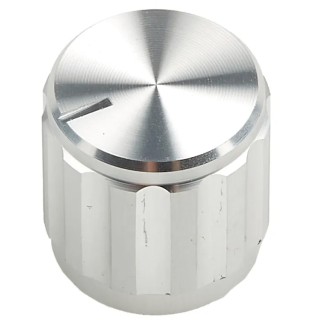 RS PRO 15 mm Knob Diameter Silver Aluminium Potentiometer Knob for 6.4 mm Circular Shaft 498-889