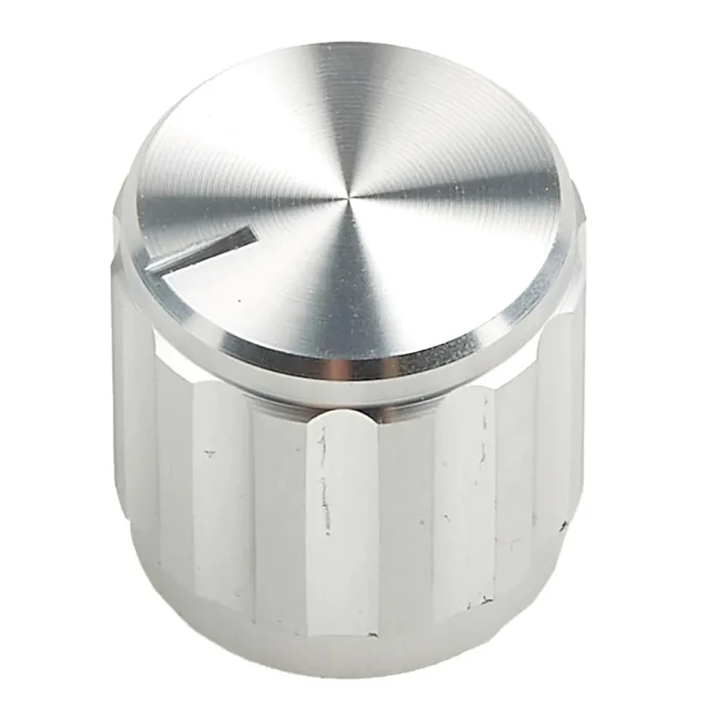 RS PRO 15 mm Knob Diameter Silver Aluminium Potentiometer Knob for 6.4 mm Circular Shaft 498-889