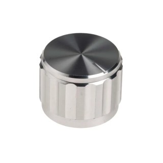 RS PRO 20 mm Knob Diameter Silver Potentiometer Knob for 6.4 mm Shaft Circular 498-873