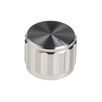 RS PRO 20 mm Knob Diameter Silver Potentiometer Knob for 6.4 mm Shaft Circular 498-873