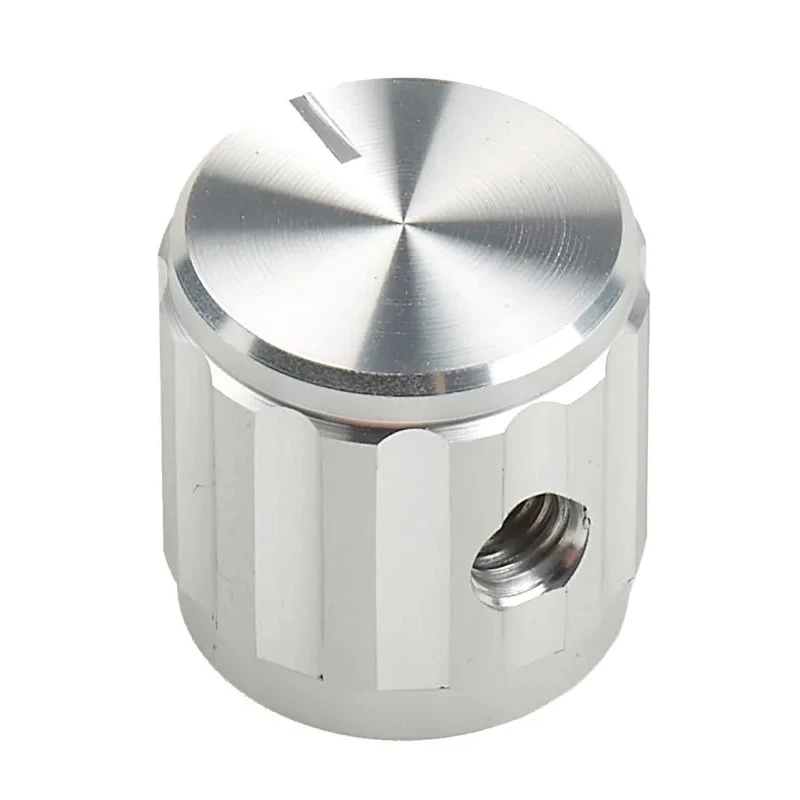 RS PRO 15 mm Knob Diameter Silver Aluminium Potentiometer Knob for 6.4 mm Circular Shaft 498-889