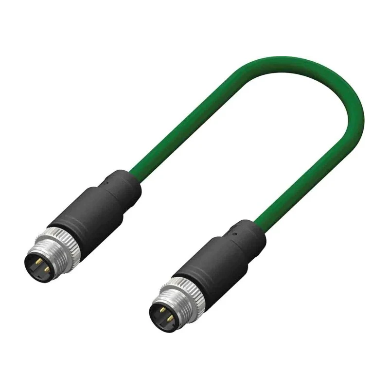 RS PRO Male 4 way Straight to Male 4 way M12 Sensor Actuator Cable 2 m 250V Polyethylene Jacket Green 201-7160