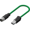 RS PRO Cat5e Ethernet Cable, 5 m, Green M12 Male to RJ45 Male, Braid Thermoplastic Elastomer Cat5e