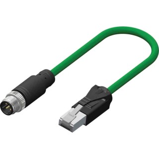 RS PRO Cat5e Ethernet Cable, 5 m, Green M12 Male to RJ45 Male, Braid Thermoplastic Elastomer Cat5e