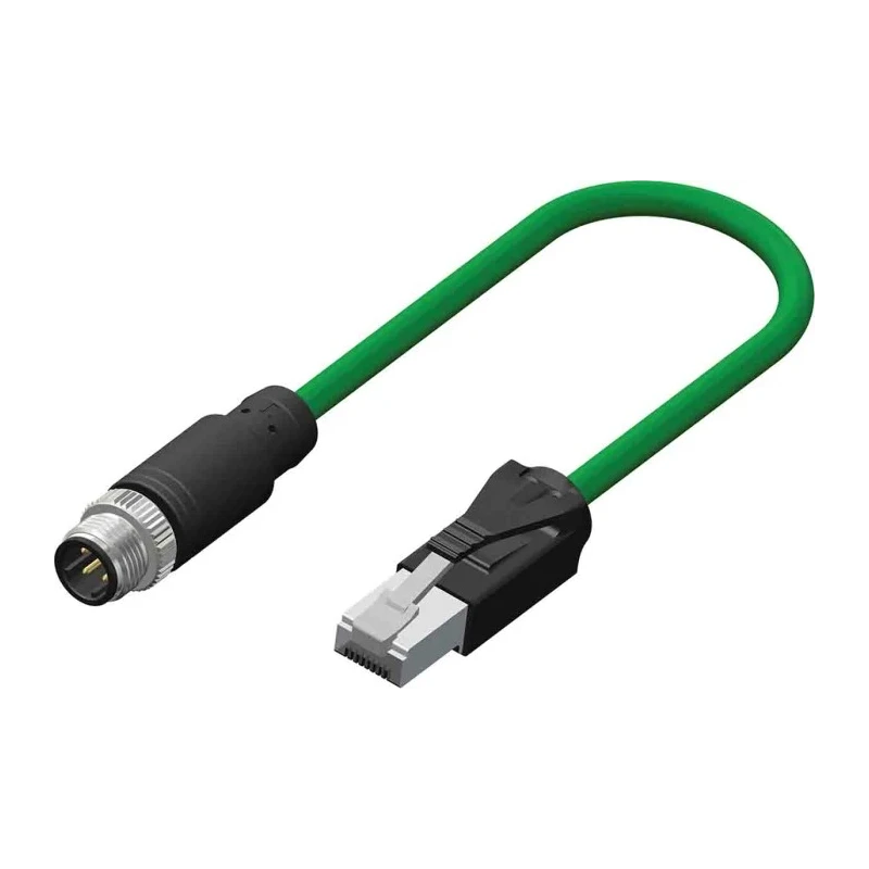 RS PRO Cat5e Ethernet Cable, 5 m, Green M12 Male to RJ45 Male, Braid Thermoplastic Elastomer Cat5e