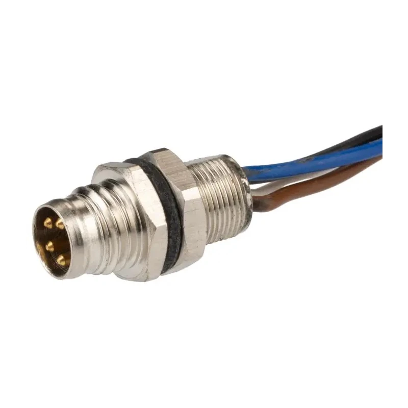 RS PRO Circular Connector, 4 Contacts, Front Mount, M8, Plug, Male, Brass Housing, IP67, 30V, 3A, Screw Coupling 201-7204
