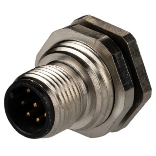 RS PRO Circular Connector 8 Contacts Rear Mount M12 Plug Male IP67 30V 2A Brass Gold Plated 201-7225