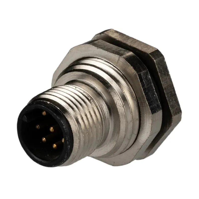 RS PRO Circular Connector 8 Contacts Rear Mount M12 Plug Male IP67 30V 2A Brass Gold Plated 201-7225