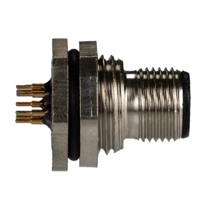 RS PRO Circular Connector 8 Contacts Rear Mount M12 Plug Male IP67 30V 2A Brass Gold Plated 201-7225
