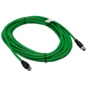 RS PRO Shielded Cat5e Ethernet Cable 10 m Green M12 Male to RJ45 Male Braid PVC 60V Cat5e
