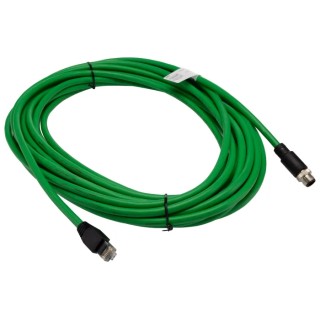 RS PRO Shielded Cat5e Ethernet Cable 10 m Green M12 Male to RJ45 Male Braid PVC 60V Cat5e