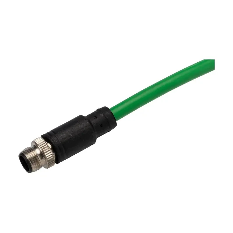 RS PRO Shielded Cat5e Ethernet Cable 10 m Green M12 Male to RJ45 Male Braid PVC 60V Cat5e