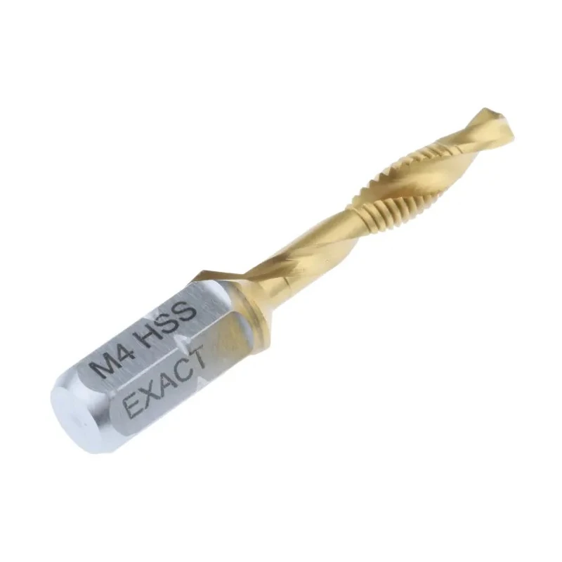 EXACT Threading Tap, M4 Thread, Metric Standard, Spiral Flute, HSS, DIN 3126, 39mm Length 4405922